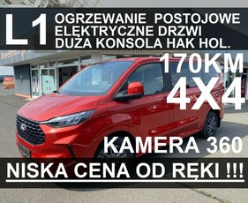 Ford Tourneo Custom 4X4 L1 Nowy Active Kamera 360 Drzwi elek. Webasto Hak Od ręki ! 3381zł