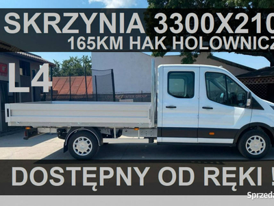 Ford Transit Skrzynia 3300 X 2100 165KM Hak. 7-os. Podwójna kabina od ręki…