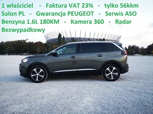 Peugeot 5008 II F-VAT23%,1 właś., salon PL, ASO, 1.6(180KM) PureTech Allure+ S&S