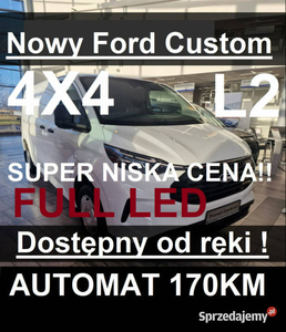 Ford Transit Custom 4X4 L2 Nowy Ford Custom 170KM Full Led Od ręki Super C…