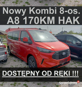 Ford Transit Custom Nowy Kombi L2 A8 170KM Limited 8-os. Kamera Tempoamt a…