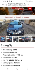 Renault Megane III Kupiony w salonie w Bydgoszczy w 2016 roku. Tylko 71500 km.