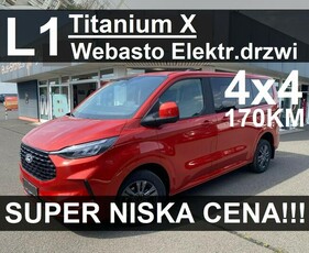 Ford Tourneo Custom 4X4 L1 Nowy Titanium X Drzwi elek. Webasto Skóra Hak Od ręki ! 3429zł