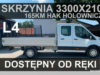 Ford Transit Skrzynia 3300 X 2100 165KM Hak. 7-os. Podwójna kabina od ręki…