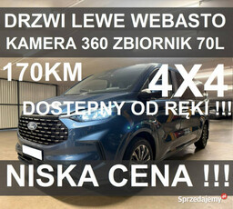 Ford Tourneo Custom L2 Nowy Titanium 4x4 170KM Webasto Drzwi Lewe Kamera 3…