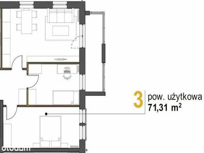 Mieszkanie 3 pokojowe 71 m2, Legionów 40, m3