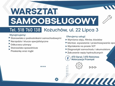 Warsztat samochodowy narzędzia wymiana oleju opon wulkanizacja