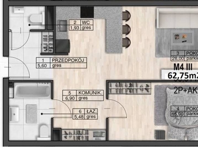 Ogłoszenie mieszkanie 62.75m2 2 pokoje Lublin