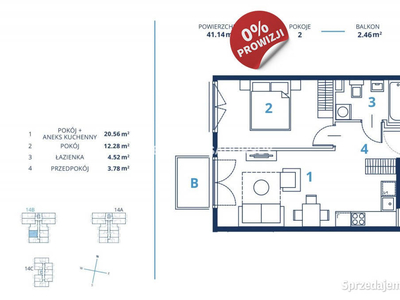 Mieszkanie do sprzedania Kraków Bunscha 41.14m2 2 pokojowe