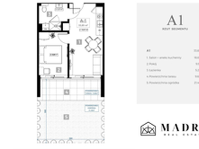 Apartament, 33,85 m², 2 pokoje, parter, oferta nr A1