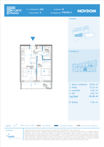 Apartament, 39,48 m², 2 pokoje, piętro 3, oferta nr B/45