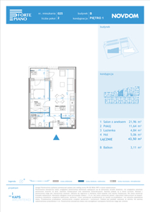 Apartament, 43,50 m², 2 pokoje, piętro 1, oferta nr B/25