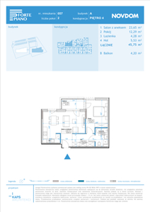 Apartament, 45,75 m², 2 pokoje, piętro 4, oferta nr A/57