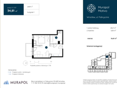 Apartament inwestycyjny, 34,81 m², 1 pokój, piętro 7, oferta nr 1.C.7.07