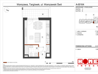 Mieszkanie, 25,81 m², 1 pokój, piętro 5, oferta nr A-B164