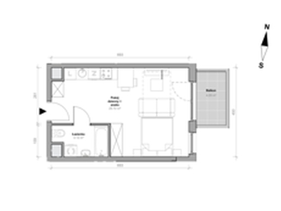 Mieszkanie, 29,84 m², 1 pokój, piętro 2, oferta nr H.2.M13