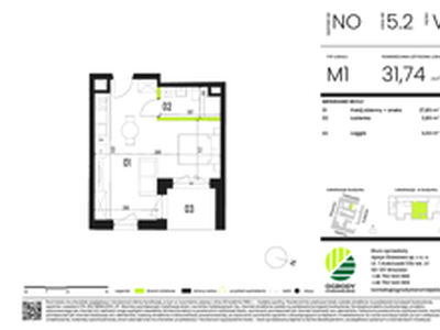 Mieszkanie, 31,74 m², 1 pokój, piętro 5, oferta nr NO.5.2