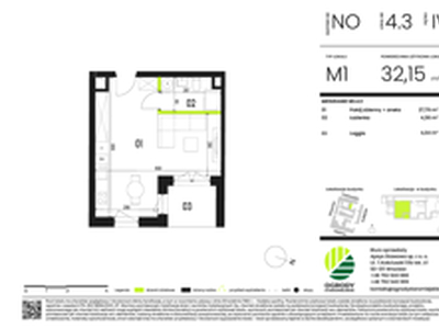 Mieszkanie, 32,15 m², 1 pokój, piętro 4, oferta nr NO.4.3