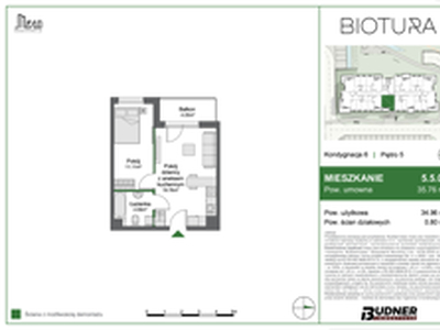 Mieszkanie, 35,76 m², 2 pokoje, piętro 5, oferta nr 5.5.05