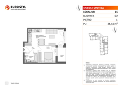 Mieszkanie, 38,44 m², 2 pokoje, piętro 1, oferta nr D2/15