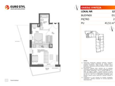 Mieszkanie, 41,51 m², 2 pokoje, piętro 2, oferta nr D1/12