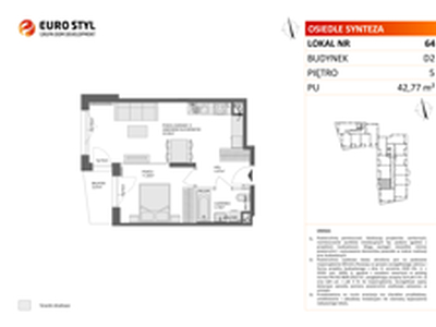 Mieszkanie, 42,77 m², 2 pokoje, piętro 5, oferta nr D2/64