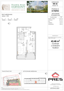 Mieszkanie, 43,48 m², 2 pokoje, piętro 3, oferta nr F-BYD-E1-LM-1_M35