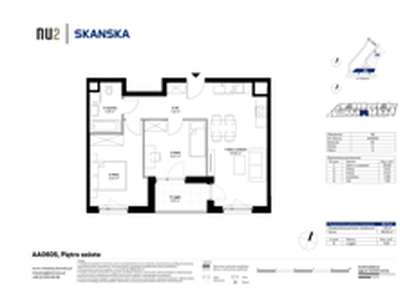 Mieszkanie, 55,11 m², 3 pokoje, piętro 6, oferta nr AA0605