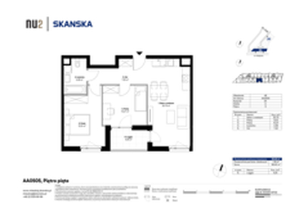 Mieszkanie, 55,22 m², 3 pokoje, piętro 5, oferta nr AA0505
