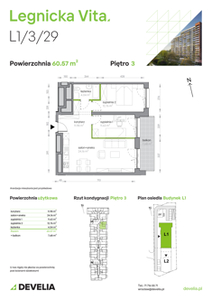 Mieszkanie, 60,57 m², 3 pokoje, piętro 3, oferta nr L1/3/29