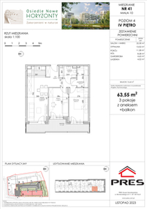 Mieszkanie, 63,55 m², 3 pokoje, piętro 4, oferta nr F-BYD-E1-LM-1_M41