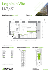 Mieszkanie, 63,91 m², 3 pokoje, piętro 3, oferta nr L1/3/27