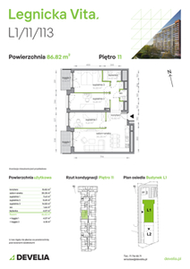 Mieszkanie, 86,82 m², 4 pokoje, piętro 11, oferta nr L1/11/113