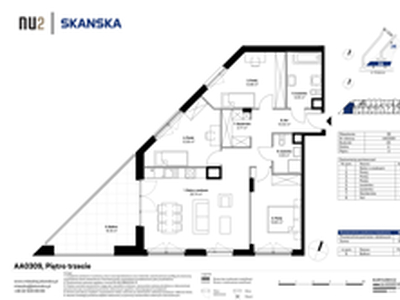 Mieszkanie, 92,75 m², 4 pokoje, piętro 3, oferta nr AA0309