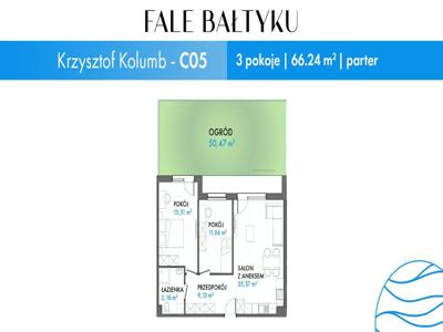 Fale Bałtyku | C05 | 3 pokoje 66,24 m² z OGRODEM