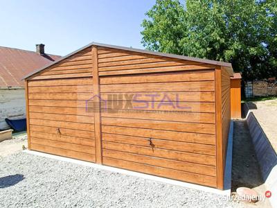 GARAŻ BLASZANY 6m x 6m dwuspad 2x Brama Blaszak LUX123