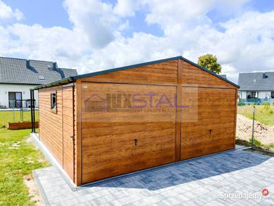 GARAŻ BLASZANY 6m x 6m + Wiata dwuspad 2x Brama LUX121