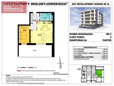 Deweloperskie- 52,82 m2-2 pok. Wołodyjowskiego, P