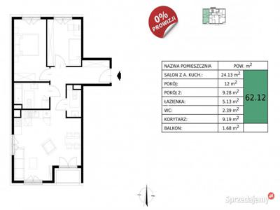 Oferta sprzedaży mieszkania Kraków 62.12 metry