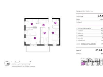 Apartament 4 pok. 63,64 m2 / oś. Akademickie