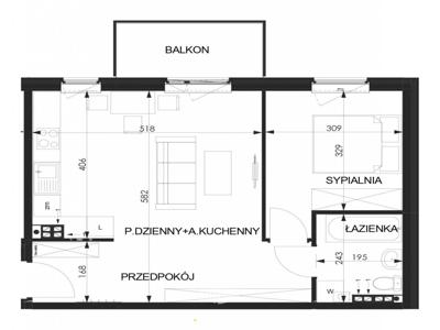 2 pokoje, 46,92 m2, Idealne Na Start, Lutynia