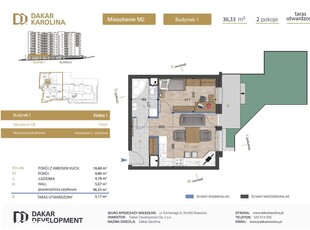 2-Pokojowe-36,33m2|Parter|Taras|Dakar Karolina