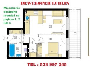 Mieszkanie 42.68m2 2 pokoje Lublin