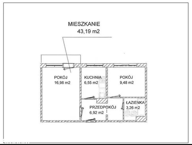 Mieszkanie 2-pokojowe, 43.19 m.kw.