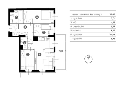 Mieszkanie na sprzedaż, Łask, 58,78 m2