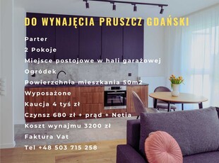 Do wynajęcia 2-pokojowe mieszkanie na parterze w Pruszczu Gdańskim