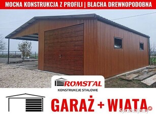 Garaż Blaszany z ZADASZENIEM BOCZNYM Garaże Blaszane -Romstal a40v10