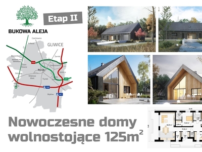 Nowoczesne domy parterowe 125m2 SMOLNICA media, własny ogród, leśna okolica