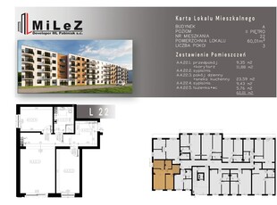 Mieszkanie 3 pokoje o pow. 60,01 m2