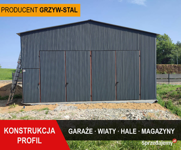 Garaż Blaszany Grafitowy Dwuspadowy / Hala/Magazyn /Wiata - GRZYWSTAL